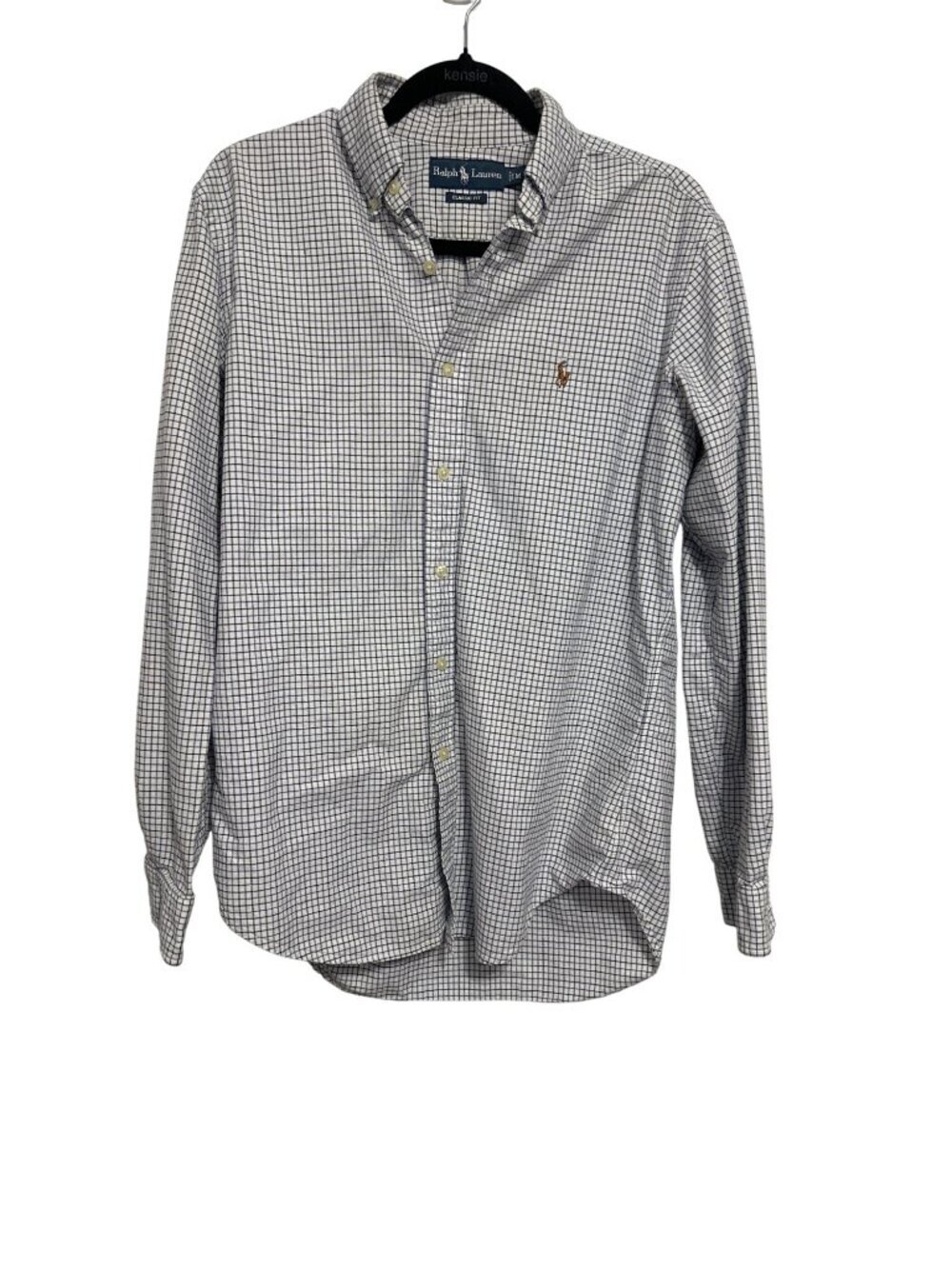 Ralph Lauren Mens Classic Fit Checkered Button-Down Shirt M Blue/White Cotton